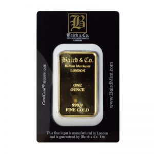 Allocated Baird and Co Minted Gold Bar - 1oz Allocated Baird and Co Minted Gold Bar - 1oz