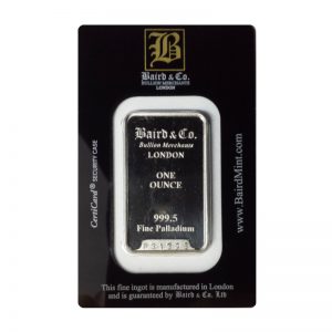 Baird and Co Minted Palladium Bar - 1oz Baird and Co Minted Palladium Bar - 1oz
