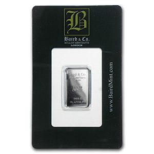 Baird and Co Minted Platinum Bar - 1/10oz Baird and Co Minted Platinum Bar - 1/10oz