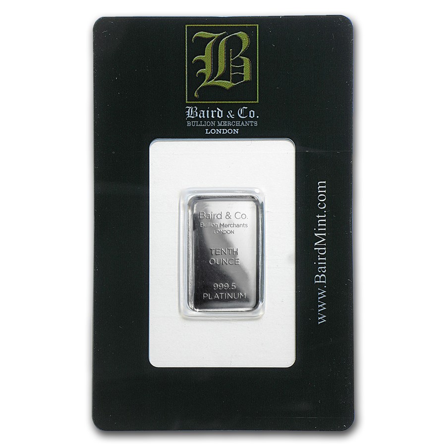 Baird and Co Minted Platinum Bar - 1/10oz Baird and Co Minted Platinum Bar - 1/10oz