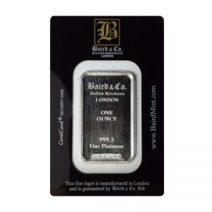 Baird and Co Minted Platinum Bar - 1oz Baird and Co Minted Platinum Bar - 1oz