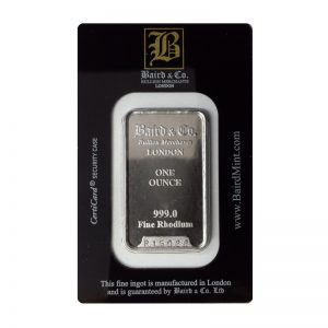 Baird and Co Minted Rhodium Bar - 1oz Baird and Co Minted Rhodium Bar - 1oz