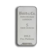 Baird and Co Minted Platinum Bar - 5oz Baird and Co Minted Platinum Bar - 5oz