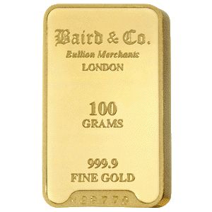 Baird and Co Minted Gold Bar - 100g Baird and Co Minted Gold Bar - 100g