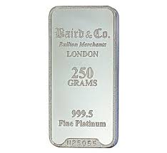 Baird and Co Minted Platinum Bar - 250g Baird and Co Minted Platinum Bar - 250g