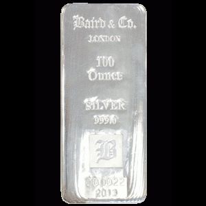 Baird and Co Cast Silver Bar - 100oz Baird and Co Cast Silver Bar - 100oz