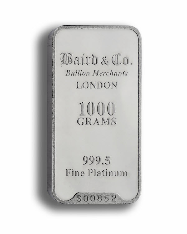 Baird and Co Minted Platinum Bar - 1kg