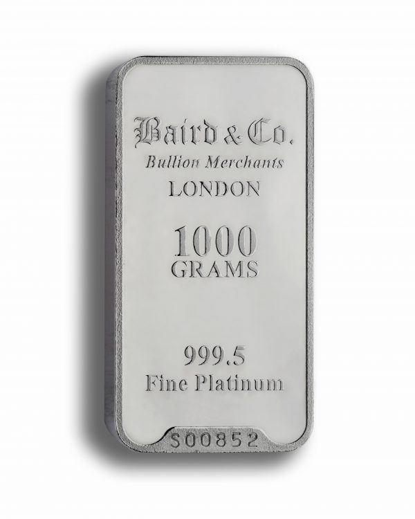 Baird and Co Minted Platinum Bar - 1kg