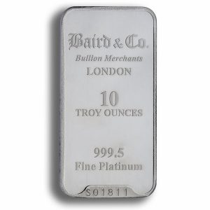 Baird and Co Minted Platinum Bar - 10oz Baird and Co Minted Platinum Bar - 10oz