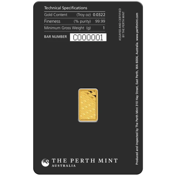 1g - Perth Mint Kangaroo Gold Bar